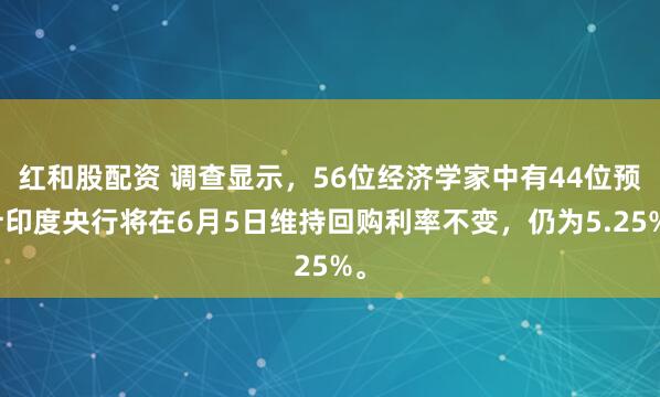 红和股配资 调查显示，56位经济学家中有44位预计印度央行将在6月5日维持回购利率不变，仍为5.25%。